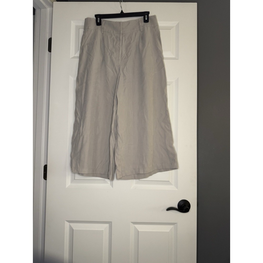 Leith Wide Leg Cropped Trousers Beige Large